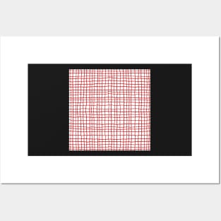 Festive red and white organic textured check pattern Posters and Art